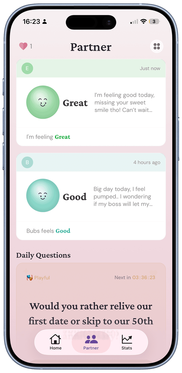 BeSeen partner mood sharing screen