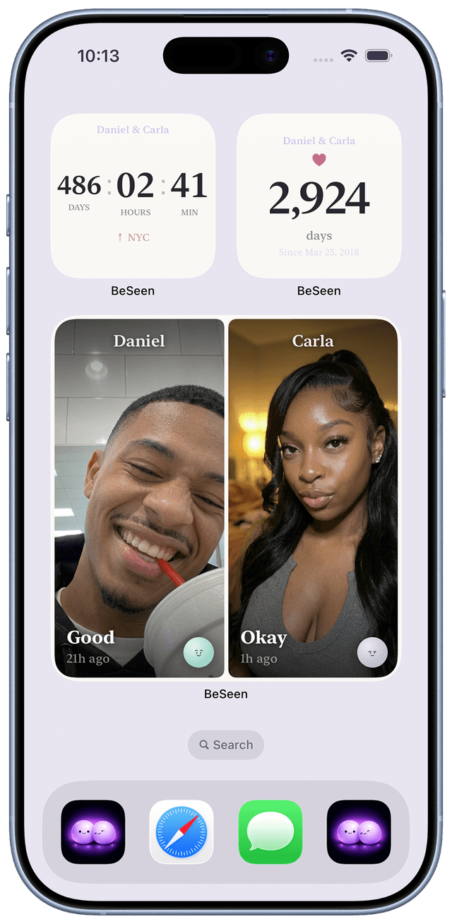 BeSeen iOS home-screen widgets